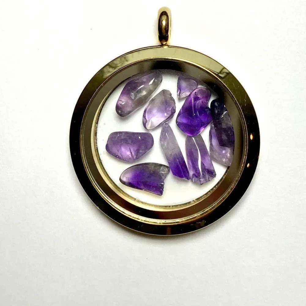 Round Gold tone Twist Screw Stainless Steel Floating Locket Pendant. - Picture 6 of 6